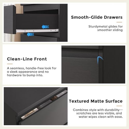 Jocoevol 4 Drawer Dresser for Bedroom, Black Dresser Chest of Drawers - Large Wood Dressers TV Stand with Deep Drawers Dressers for Living Room, Hallway, Entryway - Black - color: Black