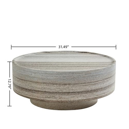 Round Fiberglass Coffee Table, Easy Assembly Cocktail Table for Living Room - color: 31.49 Grey