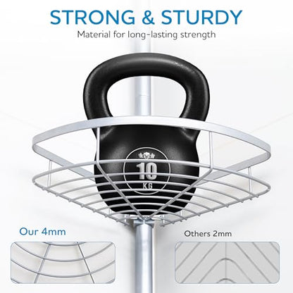 Rustproof Stainless Steel Shower Caddy Corner Organizer - Adjustable 29.5-108" Tension Pole with 4 Shelves, Non-Slip Base, Heavy-Duty Rust-Resistant Design, Includes 2 Hooks