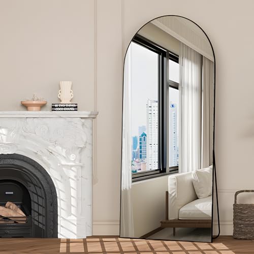 Full Length Mirror 71"x25" Arch Mirror Floor Mirror with Stand Wall Mirror Black Arched Full Body Mirror Standing Hanging or Leaning Against Wall Bedroom Mirrors for Entry, Living Room - color: Black, size: 71"L x 25"W