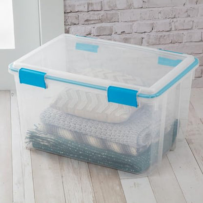 Sterilite 12-Pack Gasket Box, Weather-Resistant Storage Bins with Latching Lids, 54 Quart - Heavy-Duty Organizing Containers for Closet, Bathroom, and Office - size: 54 Quart, style: 12 Pack