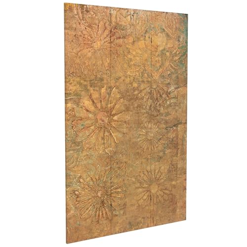 Red Lantern 6 ft. Tall Double Sided Brass Blossoms Canvas Room Divider - color: Brass Blossoms