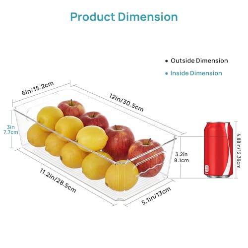 Vtopmart 8pcs Clear Storage Bins with Handles | BPA-free Plastic Storage Containers, Easy to Move, For Fridge Freezer, Pantry Cabinet Kitchen Organization, Built to Last - size: Without Lid