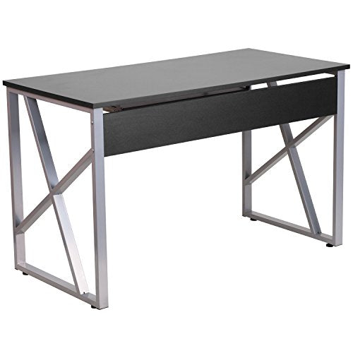 EMMA + OLIVER Black Home Office Desk | Cross-Brace Frame