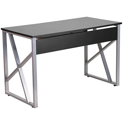 EMMA + OLIVER Black Home Office Desk | Cross-Brace Frame
