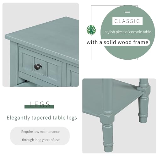 Knocbel Narrow Console Table with 3 Storage Drawers and Bottom Shelf, Entryway Hallway Foyer Slim Sofa Table for Small Spaces, Easy Assembly (Light Blue) - color: Light Blue