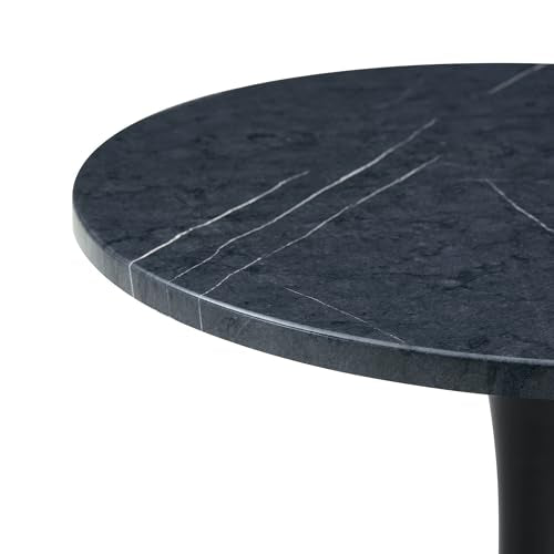 23.6" Round Dining Table, Mid-Century Modern Tulip Table with Thickened Tabletop & Metal Pedestal, Circle Bistro Table for Kitchen, Small Places, Apartments, Cafe - color: Dark Grey, size: 23.6" dining table