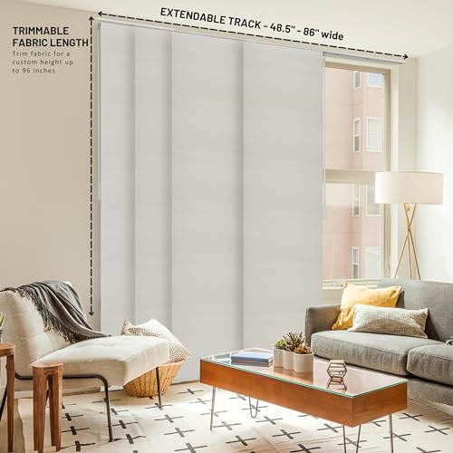 CHICOLOGY Panel Track Blinds, Jersey White, 86"x96", Cordless, Divider | 4 Fabric Panels, Fits 46–86″ Wide, Wall/Ceiling Mount, Room Divider Ready, Height Trimmable, Child & Pet Safe - color: Skyrise White