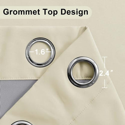 XWZO Total Blackout Curtains 45 Inches Long - Double Layer Full Room Darkening & Energy Efficiency Grommet Window Panels with Tiebacks, Beige, W38 x L45, Set of 2 - color: Beige, size: 38"W x 45"L (Pack of 2)
