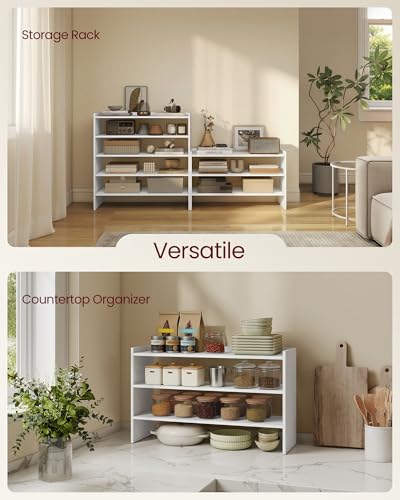 VASAGLE Shoe Rack for Closet, Stackable Organizer Shelf | Stackable Shoe Organizer Shelf for Entryway, 3 Tiers, 11.7 x 32.3 x 21.3 Inches, White, CUSTOS Collection, ULBS061WZ01S - size: 3 Tiers (32.3"W)