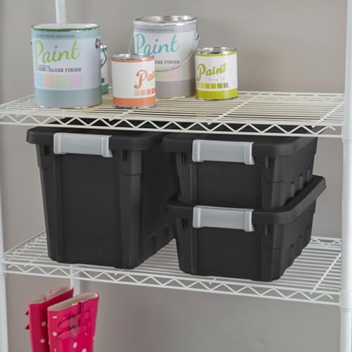 Sterilite Stacker Tote, Plastic Storage Bins with Lids, 4 Gallon, 6-Pack | Rugged Stackable Organizer Bin Containers with Latching Lids for Bed, Garage, Office, Kitchen, Closet & Classroom - size: 4 Gallon, style: 6 Pack
