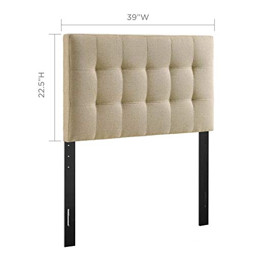 Modway Lily Tufted Linen Fabric Upholstered Twin Headboard in Beige - color: Beige, size: Twin