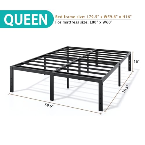 LUMUNANCE Metal Bed Frame Queen Size - 16 Inch Heavy-Duty Queen Platform Bed Frame No Box Spring Needed, Easy Assembly, Noise-Free, Sturdy Mattress Foundation, Underbed Storage Space - size: Queen, style: 16 Inch