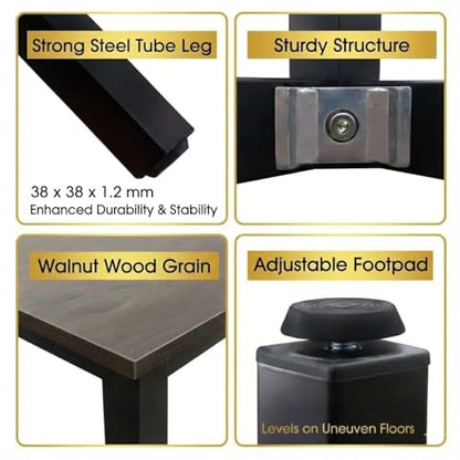 47" Computer Desk, Modern Writing Desk with Walnut Top | Modern 47-inch desk with walnut wood top and black metal frame, ideal for home office, study, bedroom, and small spaces. - color: Walnut, size: 47"