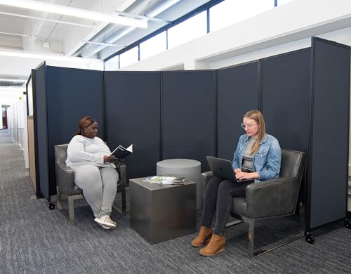 Versare Room Divider 360 Portable Wall Partition | Folding Panels | Large Freestanding Divider | Locking Wheels | Temporary Room Separator - color: Ocean, size: 14' Wide x 6' Tall