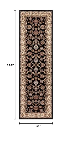 Well Woven Barclay Collection Sarouk Black 3x10 Runner Rug - for Hallways, Kitchens, and Entryways - color: Black, size: 2'7" x 2'7" (Rectangular)