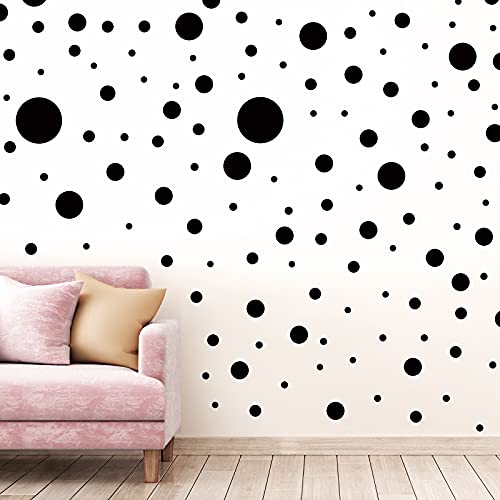 Zonon 264 Pcs Polka Dot Wall Decals for Classroom Decor Kids Circle Wall Sticker Vinyl Peel and Stick Colorful Removable for Nursery Bedroom Playroom Living Room(Black) - color: Black, style: Classic