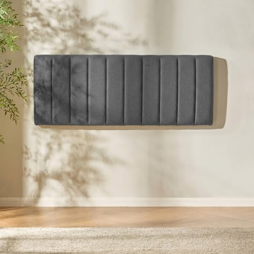 Nestl Upholstered King Headboard - Easy Assemble Channel Stitched Headboard King Size Bed - Wall Mounted Headboards with 3D Soundproof Wall Panels Peel & Stick Floating Headboards, Grey - color: 05-grey, size: King