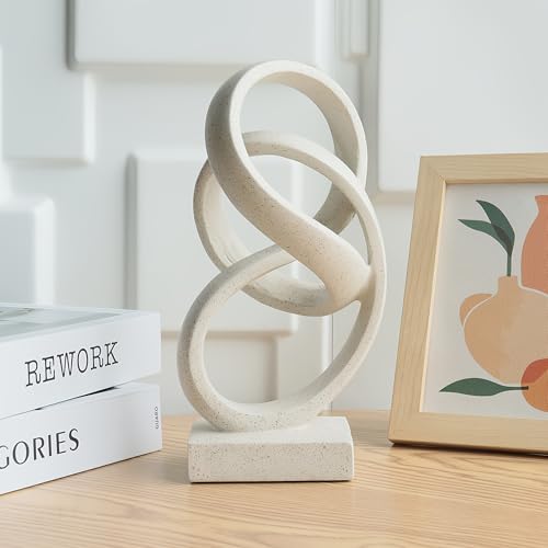 10" Modern Abstract Ribbon Decorative Sculpture, Knot Sculptures,Home Decor,Coffee Table Statues,Dining Living Room Desk Decor（White） - color: 10" Light Gray