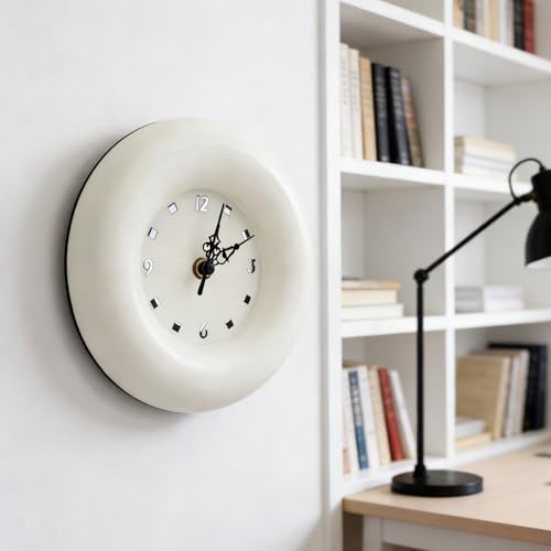 Battery Operated Silent Clock, Modern Minimalist Round Desk Clock with Precise Timekeeping Iron Construction Compact Versatile Design for Living Room Bedroom Shelf Decor S