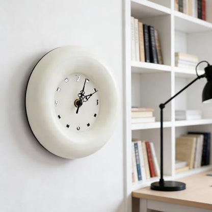 Battery Operated Silent Clock, Modern Minimalist Round Desk Clock with Precise Timekeeping Iron Construction Compact Versatile Design for Living Room Bedroom Shelf Decor S