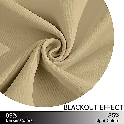 Yakamok Blackout Curtains 38x72 inch Beige Thermal Drapes-Bedroom | 2 panels,room darkening,thermal insulated,noise reducing,privacy protection,grommet window treatment,living room study dining - color: Beige, size: 38"W x 72"L (Pack of 2)