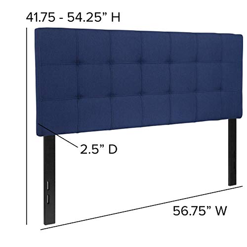 EMMA + OLIVER Navy Full Quilted Tufted Headboard | Adjustable Bed Rail Slots, Fabric Upholstered - color: Navy, size: Full