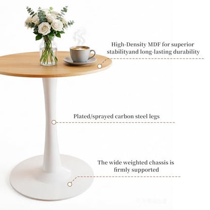 24" Small Round Dining Table for 2 – Durable & Well-Made Tulip Table with Sturdy Metal Frame, Compact 2-Seater Kitchen or Dining Room Table for Small Spaces, Apartments, Café, Restaurant, Office