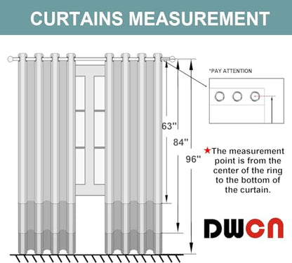 DWCN Black Faux Linen Ombre Sheer Curtains - Gradient Semi Voile Grommet Top Bedroom and Living Room Curtains, Set of 2 Window Curtain Panels, 52 x 72 Inch Length - color: Black, size: 52"W x 72"L (Pack of 2)