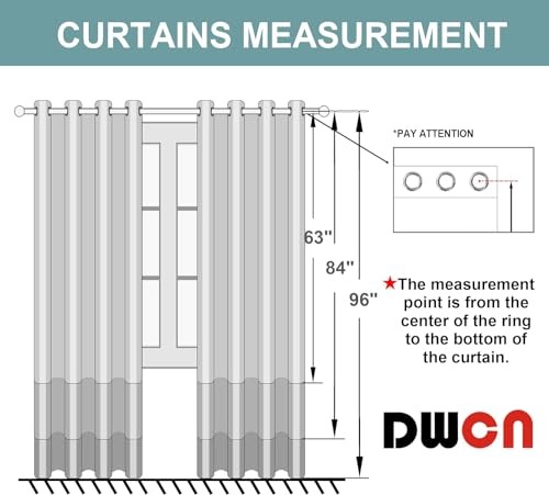 DWCN Grey Ombre Sheer Curtains - Faux Linen Gradient Grommet Top Semi Voile Bedroom and Living Room Curtains, Set of Window Curtain Drapes, 52 x 72 Inch Length - color: Grey, size: 52"W x 72"L (Pack of 2)