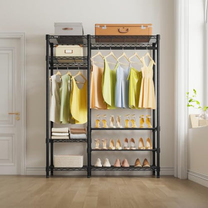 VIPEK V2S Heavy Duty Clothes Rack Portable Closet Organizer, Black | Closet System with 6 Tiers Adjustable Wire Shelves Shoe Shelves Metal Freestanding Clothing Rack for Walk-in Closet 750LBS - color: Black, style: V2S