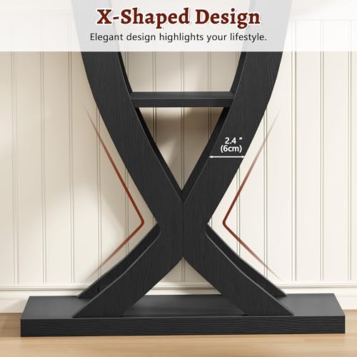 FAVOOSTY Entryway Table, 3 Tier Hallway Table, Console Tables for Living Room, Narrow Entrance Table with Storage, Sofa Table Behind Counch, Accent Table for Entry Foyer, Black - color: Black