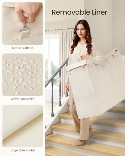 SONGMICS Laundry Basket with Wheels, 4-Section Rolling Laundry Hamper, 68.6 Gallons (260 L), Removable Liner, Steel Frame with Handle, 43.3 x 15.4 x 31.9 Inches, Cream White URLS014W01 - color: Cream White, size: 260 L (4-Section)