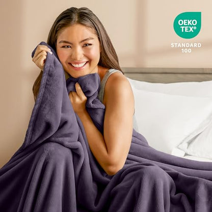 Bare Home Fleece Blanket Luxury Microplush (Full/Queen, Eggplant) | Ultra-Soft Lightweight Blanket for Bed, Sofa, and Couch, Cozy & Warm Blanket - color: 15 - Eggplant, size: Full/Queen