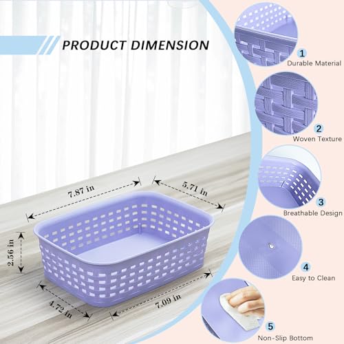 Soddeph Plastic Storage Baskets for Cabinets, Household Pantry Organization with Handle,Organizer Bins for Room,Bathrooms,Under-Sink,Kitchen (Purple, XS-3PACK) - color: Purple, size: XS-3PACK