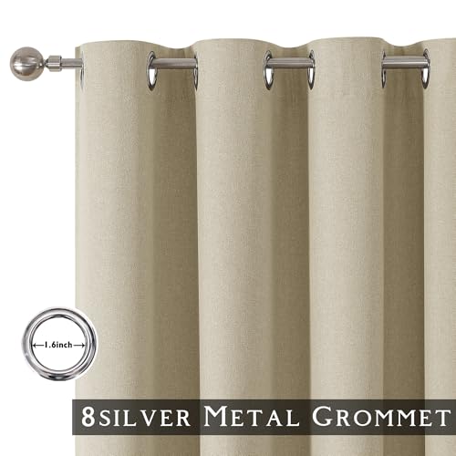 ChrisDowa Tan Blackout Curtains 45 Inches Long 2 Panels for Bedroom | Room Darkening,Light Blocking,Thermal Insulated,Faux Linen,Farmhouse,Grommet,Window Treatment,Drapes,Living Room,52x45 - color: Tan, size: 52"W x 45"L (Pack of 2)