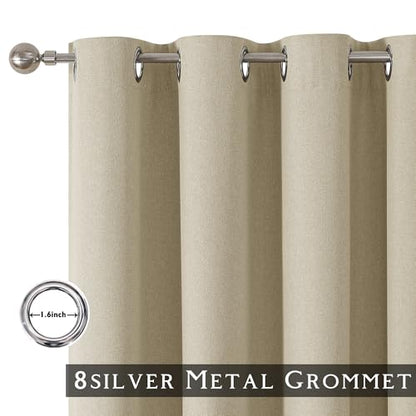 ChrisDowa Tan Blackout Curtains 45 Inches Long 2 Panels for Bedroom | Room Darkening,Light Blocking,Thermal Insulated,Faux Linen,Farmhouse,Grommet,Window Treatment,Drapes,Living Room,52x45 - color: Tan, size: 52"W x 45"L (Pack of 2)