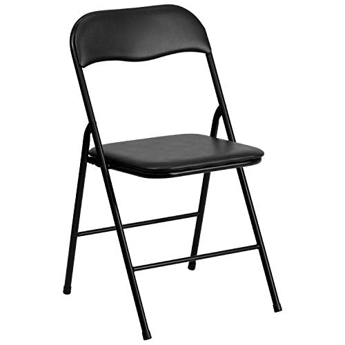 EMMA + OLIVER Black Square Folding Card Table and Chairs Set for 4 Players | Lightweight, Easy Storage, Padded Top - color: Black