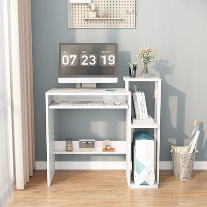 ALISENED Computer Desk with Storage Shelves, Home Office Desk with Monitor Stand, Small Writing Desk Table with Keyboard Tray,Study Table with CPU Stand for Small Spaces (35"-White) - color: 35"-white