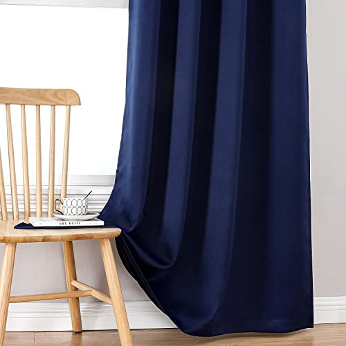 ChrisDowa 100% Blackout Curtains for Bedroom 63 Inches Long 2 Panels Set | 2 Thick Layers, Thermal Insulated, Light Blocking, Grommet, Window Treatment, Living Room Drapes, Navy Blue, 38 x 63 Inch - color: Navy Blue, size: 38"W x 63"L (Pack of 2)