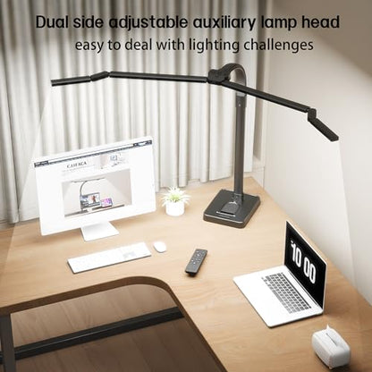 Office Home Desk Lamp,24W Super Bright Eye-Care Desk Lamp,Adjustable Gooseneck Office LED Task Light with Soft Non-Glare Lighting,Suitable for Studying,Reading (Black) (Plus) - size: Plus
