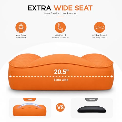 Office Desk Chair, High-Back Big and Tall Leather Chair with Footrest | Ergonomic Reclining Computer Chairs, Comfy Executive Wide Chair with Lumbar Support, Adjustable Armrests, 400LBS (Orange) - color: Orange