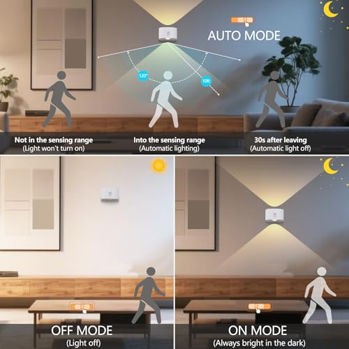 Deyagoo Motion Sensor Wall Light,Rechargeable Battery Operated Sconce-White | 360°Rotate, Rechargeable, Dimmable, Touch Control - color: White-C