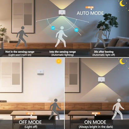 Deyagoo Motion Sensor Wall Light,Rechargeable Battery Operated Sconce-White | 360°Rotate, Rechargeable, Dimmable, Touch Control - color: White-C
