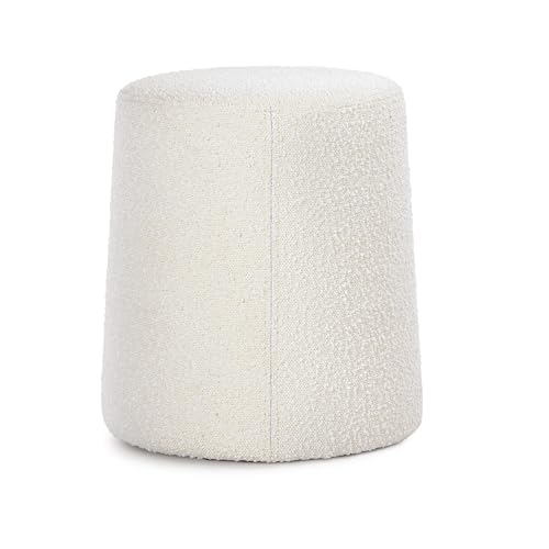 HomePop 17" Organic Shape Ottoman - Cream Boucle - color: Cream Boucle