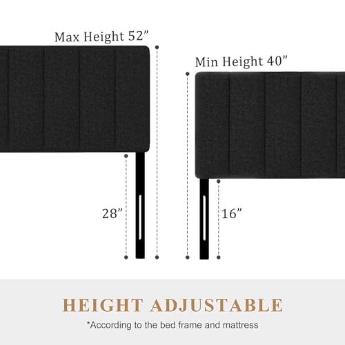 King Size Headboard Only, Height Adjustable Linen, Black - color: Linen-black, size: King/California King