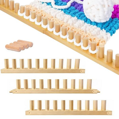 KUNAL 46" Chunky Blanket Loom,Wooden Loom for DIY Throw Blankets | Adjustable Size Hand Chunky Knitting Loom, Beginner Friendly Yarn Craft