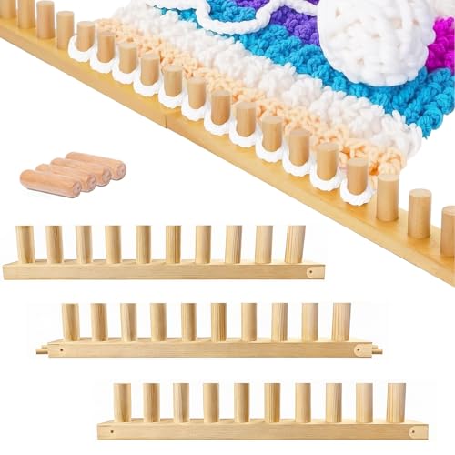 KUNAL 46" Chunky Blanket Loom,Wooden Loom for DIY Throw Blankets | Adjustable Size Hand Chunky Knitting Loom, Beginner Friendly Yarn Craft