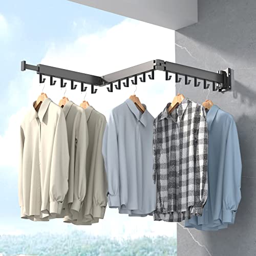 ZdwCyl Clothes Drying Rack Wall Mounted,Laundry Rack Wall Wount,Drying Rack Clothing for Laundry,Retractable Dryer Racks,Wall Mounted Drying Rack Collapsible, Black, Sandy Coating,3z-b01 - color: Black-basic