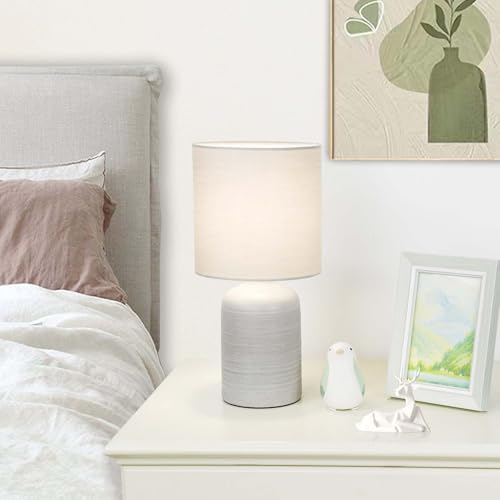 Maye Small Ceramic Table Lamp for Living Room and Bedroom,Modern Kids Night Table Lamp,Φ6.3×H13IN,Bulb Excluded,Light Grey - color: Light Gray